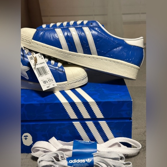 Adidas Bape Blue and White Sneakers New - Picture 4 of 11